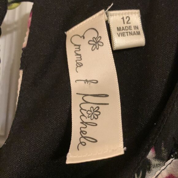 Emma & Michelle size 12 sleeveless belted floral lined dress - Picture 2 of 11